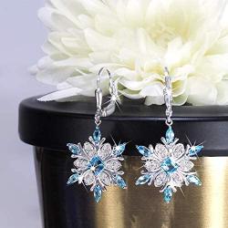 Belinda Jewelz Womens 925 Solid Sterling Silver Winter Snowflake Dangle Earrings