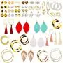 36 Pairs Fashion Earrings Set for Women Teen Girls Assorted Multiple Hoop Stud Earrings Set Bohemian Acrylic Tassel Teardrop Dangle Earrings for Birthday Party Gifts 36 Pairs Fashion Earrings Set for Women Teen Girls Assorted Multiple Hoop Stud Earrings Set Bohemian Acrylic Tassel Teardrop Dangle Earrings for Birthday Party Gifts