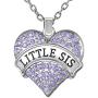 Jewelry Necklace Gifts for Sisters, Big Sis & Lil Sis Heart Necklace Set for 2, Sister Necklaces, Big & Little Sisters Birthday Gifts