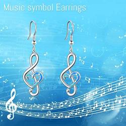 WINNICACA Music Note Earrings Sterling Silver Created Opal Musical Jewelry for Dance Lovers for Women Her Teacher