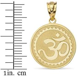 Solid 10k Yellow Gold Hindu Meditation Yoga Charm (Aum) Om Disc Pendant