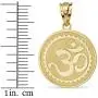 Solid 10k Yellow Gold Hindu Meditation Yoga Charm (Aum) Om Disc Pendant