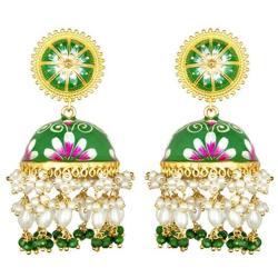 Aheli Enamel Indian Traditional Jhumki Jhumka Earrings Bollywood Wedding Party Ethnic Fashion Jewelry for Women
