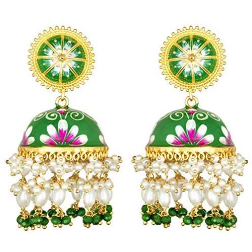 Aheli Enamel Indian Traditional Jhumki Jhumka Earrings Bollywood Wedding Party Ethnic Fashion Jewelry for Women