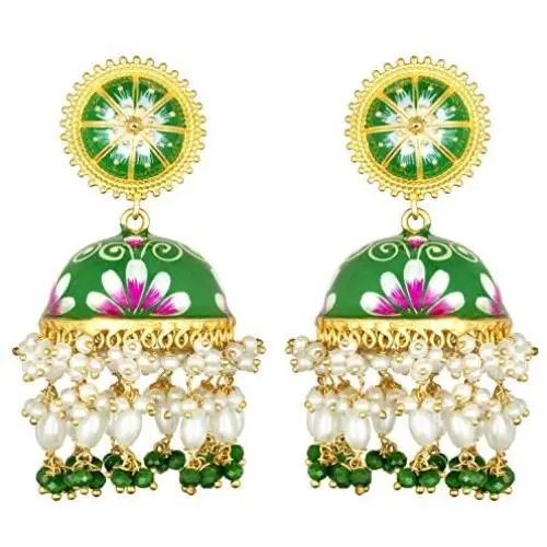 Aheli Enamel Indian Traditional Jhumki Jhumka Earrings Bollywood Wedding Party Ethnic Fashion Jewelry for Women
