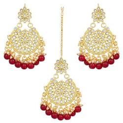 Aheli Stunning Indian Traditional Maang Tikka Earrings Set for Women Bollywood Ethnic Party Wear Fashion Jewelry for Women