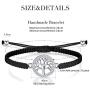 ZENI Tree of Life Bracelet for Women girl, Black Rope Bracelet 925 Silver Handmade Braided Adjustable Bracelet Love Friendship Christmas Jewelry Gift