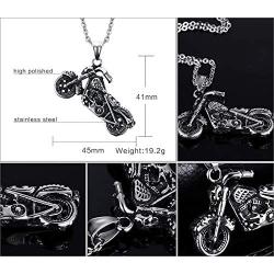 Stainless Steel Gothic Ghost Rider Motorbike Motorcycle Pendant Necklace Cool Motor Bike Biker Jewelry for Men Boy