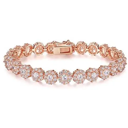 BAMOER Classic Luxury Rose Gold Plated Bracelet with Sparkling Cubic Zirconia Stones for Women Gift for Her BAMOER Classic Luxury Rose Gold Plated Bracelet with Sparkling Cubic Zirconia Stones for Women Gift for Her