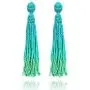 Turquoise Long Beaded Tassel Drop Dangle Fringe Bohemian Stud Earrings for Women Girls Turquoise Long Beaded Tassel Drop Dangle Fringe Bohemian Stud Earrings for Women Girls