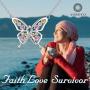 AOBOCO Cancer Survivor Butterfly Necklace Jewelry Gifts for Women, Sterling Silver Cancer Awareness Item