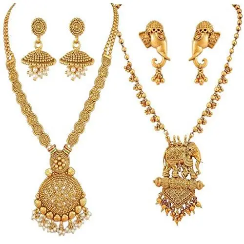 YouBella Jewellery Bollywood Ethnic Gold Plated Traditional Indian Necklace Combo Set with Earrings for Women YouBella Jewellery Bollywood Ethnic Gold Plated Traditional Indian Necklace Combo Set with Earrings for Women