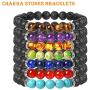 7 Chakra Bracelets Lava Stone Diffuser Bracelet Aromatherapy Essential Oil Bracelet Anxiety Calming Bracelet Meditation Beaded Stretchy Bracelets for Men Women Teens Kids YISSION