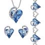 Leafael Infinity Love Crystal Heart Bundle Jewelry Set Light Sapphire Blue March December Birthstone Gifts for Women Necklace Earrings Bracelet, Silver-tone