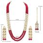 Aheli Bollywood Party Wear Long Beaded Necklace Set with Maang Tikka Indian Ethnic Jewellery for Women