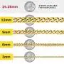 ChainsHouse Cuban Link Chain Necklace for Men Women, 3mm/5mm/6mm/9mm/12mm/15mm Width, 14/18/20/22/24/26/28/30inch Length, Gold Plated/Stainless Steel/Black-with Gift Box