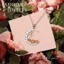 FLYOW Halloween Jewelry 925 Sterling Silver Moon and Pumpkin Pendant Necklace 18+2 inches
