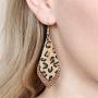 Senteria Genuine Leather Leopard Earrings Set Lightweight Double Layer Teardrop Petal Leaf Leather Dangle Earrings Bohemian Leather Drop Earring for Women Jewelry