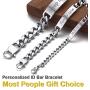ChainsHouse Custom ID Bracelet for Men Women Stainless Steel Cuban Curb Link Chain Personalized Engrave Bar Bracelet Bangle, 7MM/10MM/15MM Width, 7.5/8.3/9.1 Inch Length, Send Gift Box