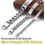 ChainsHouse Custom ID Bracelet for Men Women Stainless Steel Cuban Curb Link Chain Personalized Engrave Bar Bracelet Bangle, 7MM/10MM/15MM Width, 7.5/8.3/9.1 Inch Length, Send Gift Box