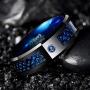 NUNCAD 6mm/8mm Tungsten Cabide Ring for Men Women Black Celtic Dragon and Blue Carbon Fiber Inlay Wedding Band Size 7-17