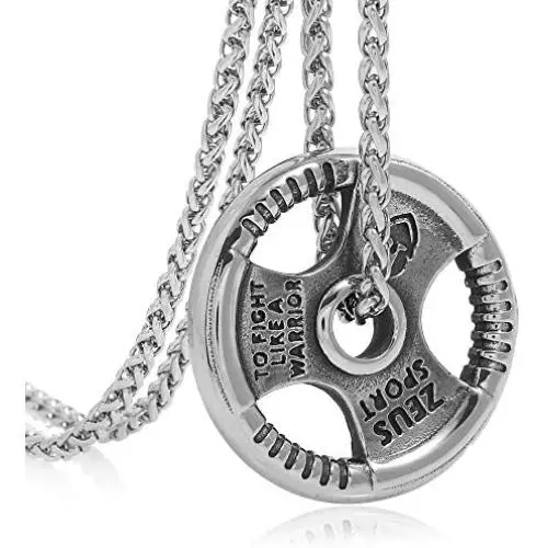 FIZIZDH Fitness Dumbbell Stainless Steel Barbell Piece Pendant Necklace 24 inch Keel Link Chain Unisex FIZIZDH Fitness Dumbbell Stainless Steel Barbell Piece Pendant Necklace 24 inch Keel Link Chain Unisex