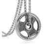 FIZIZDH Fitness Dumbbell Stainless Steel Barbell Piece Pendant Necklace 24 inch Keel Link Chain Unisex
