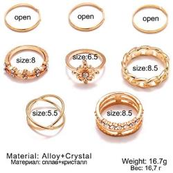 BERYUAN Women Rings Set Knuckle Rings Gold Stacking Rings for Girls and Teens Rings Cute Jewelry Rings 8Pcs