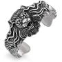 ROWIN&CO Heavy Mens Stainless Steel Biker Skull/Lion Cuff Open Bangle Bracelet Personalized Gifts for Father Son Teen, Silver Black