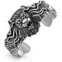 ROWIN&CO Heavy Mens Stainless Steel Biker Skull/Lion Cuff Open Bangle Bracelet Personalized Gifts for Father Son Teen, Silver Black ROWIN&CO Heavy Mens Stainless Steel Biker Skull/Lion Cuff Open Bangle Bracelet Personalized Gifts for Father Son Teen, Silver Black