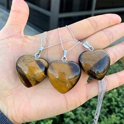 Sterling Silver Gemstone Necklace Large Heart Pendant 18 inch Healing Crystals Chakra Stones Anniversary Birthday Mothers Women Girls Gifts