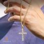 KRKC&CO Cross Pendant, Hip Hop Pendant with 3mm 22'' Rope Chain, Prong-Setting 5A CZ Stones, Iced Out Hip Hop Jewelry Street-wear Urban Style for Men & Women