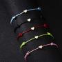 Simple Adjustable Braided Heart Shaped Bracelet with Wish Cards Star Wrap Wristband Bangle for Women Girls Friendship Jewelry 5Pcs/Pack