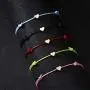 Simple Adjustable Braided Heart Shaped Bracelet with Wish Cards Star Wrap Wristband Bangle for Women Girls Friendship Jewelry 5Pcs/Pack