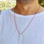 SymbolicDesign Silver Cross Necklace with red Strike for Good Luck and Protection