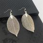 SMALLLOVE Filigree Leaf Earrings Natural Real Lightweight Genuine Drop Dangle Gold Silver Rose Gold Metal Plated Long Leaves Earrings for Women Girls Jewelry Gifts
