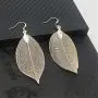 SMALLLOVE Filigree Leaf Earrings Natural Real Lightweight Genuine Drop Dangle Gold Silver Rose Gold Metal Plated Long Leaves Earrings for Women Girls Jewelry Gifts