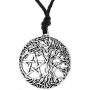 HAQUIL Wiccan Necklace - Metal Alloy, Tree of Life Pentagram Pendant - Waxed Cotton Cord, Adjustable Length 35.4''