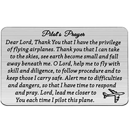 MAOFAED Pilot Gift Poilt’s Prayer Wallet Card Flight Attendant Gift Pilot Graduation Gift Future Pilot Gift New Pilot Gift