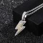 JINAO Hip Hop Lightning Bolt Design Pendant 18k Gold Plated Iced Out CZ Pendant Necklace with Micropave Simulated Diamond for Men Women