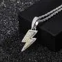 JINAO Hip Hop Lightning Bolt Design Pendant 18k Gold Plated Iced Out CZ Pendant Necklace with Micropave Simulated Diamond for Men Women JINAO Hip Hop Lightning Bolt Design Pendant 18k Gold Plated Iced Out CZ Pendant Necklace with Micropave Simulated Diamond for Men Women