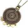 Ethnic Antique Gold Silver Big Round Multicircle Carving CZ Bohemian Pendant Long Sweater Necklace Ethnic Antique Gold Silver Big Round Multicircle Carving CZ Bohemian Pendant Long Sweater Necklace
