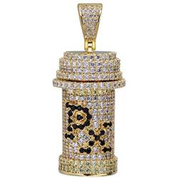 TOPGRILLZ Pill Bottle PX Capsule Detachable Pendant Necklace Chain Men’s 14K Gold Plated Iced Out CZ Hip Hop Jewelry