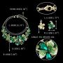 EVER FAITH Womens Rhinestone Crystal Flower Teardrop Necklace Earrings Set Green Gold-Tone
