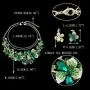 EVER FAITH Womens Rhinestone Crystal Flower Teardrop Necklace Earrings Set Green Gold-Tone