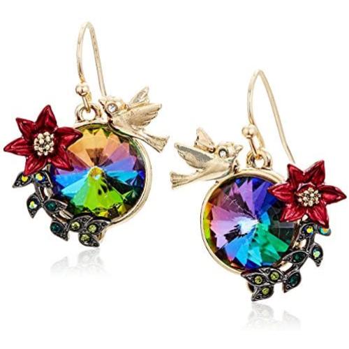 Betsey Johnson Bird & Flower Drop Earrings