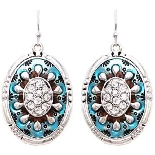 Rosemarie Collections Womens Southwestern Enamel Concho Statement Earrings Rosemarie Collections Womens Southwestern Enamel Concho Statement Earrings