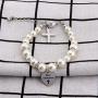 AKTAP Christening Gifts First Communion Bracelet Goddaughter Pearl Bracelet with Cross Charm