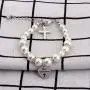 AKTAP Christening Gifts First Communion Bracelet Goddaughter Pearl Bracelet with Cross Charm AKTAP Christening Gifts First Communion Bracelet Goddaughter Pearl Bracelet with Cross Charm
