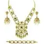 Siwalai Thai Traditional Gold Plated Multicolor Crystals Necklace Earrings Bracelet Jewelry Set 18 Inches